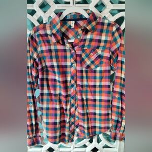 Girl Krazy Multicolor Plaid Button Down Shirt